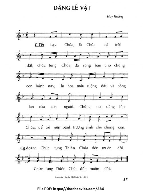 Dâng lễ vật - Lm. Huy Hoàng - trang 1