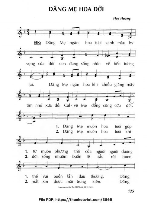 Dâng Mẹ hoa đời - Lm. Huy Hoàng - trang 1