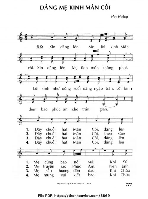 Dâng Mẹ Kinh Mân Côi - Lm. Huy Hoàng - trang 1