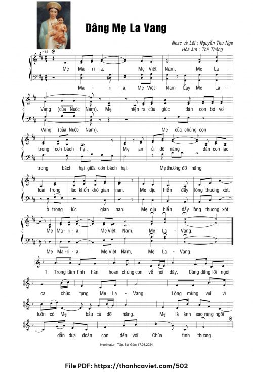 Dâng Mẹ La Vang - Nguyễn Thu Nga - Hòa âm: Thế Thông - trang 1
