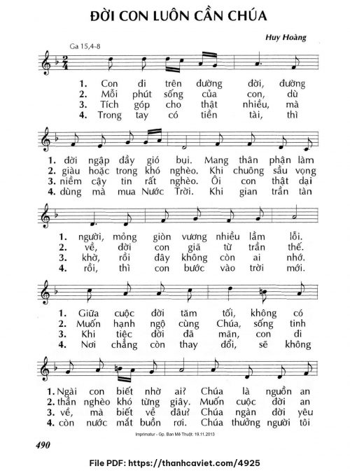 Đời con luôn cần Chúa - Lm. Huy Hoàng - trang 1
