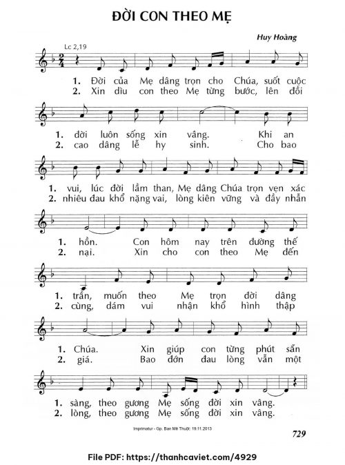 Đời con theo Mẹ - Lm. Huy Hoàng - trang 1