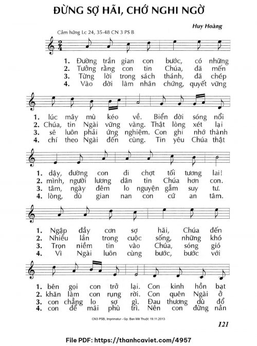 Đừng sợ hãi chớ nghi ngờ - Lm. Huy Hoàng - trang 1