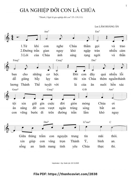 Gia nghiệp đời con là Chúa - Lm. Lâm Hoàng Ân - trang 1
