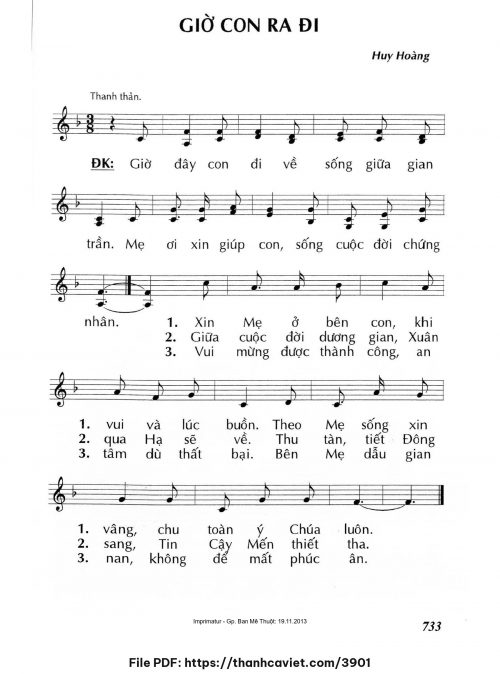 Giờ con ra đi - Lm. Huy Hoàng - trang 1