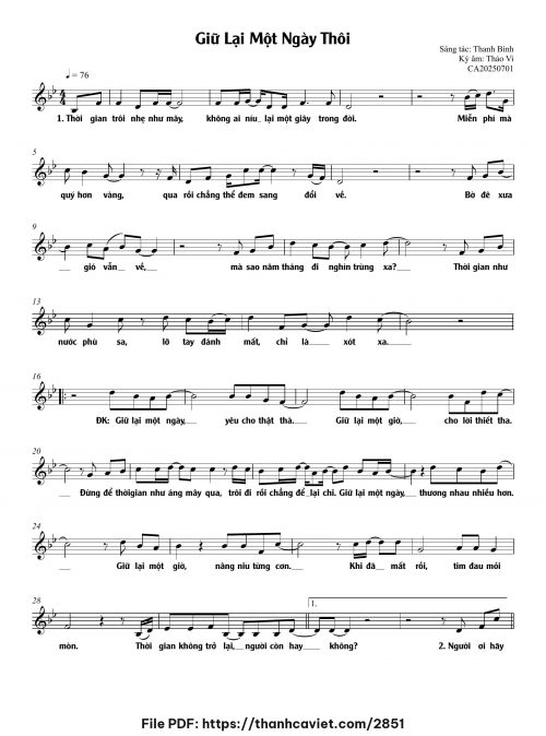 Giữ lại một ngày thôi - Thanh Bình - trang 1