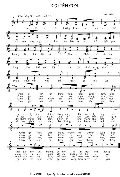 Gọi tên con - Lm. Huy Hoàng - trang 1