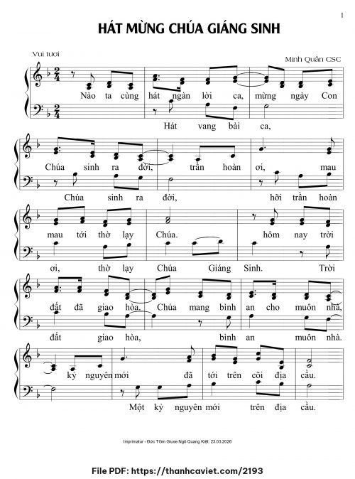 Hát mừng Chúa Giáng Sinh - Minh Quân CSC - trang 1