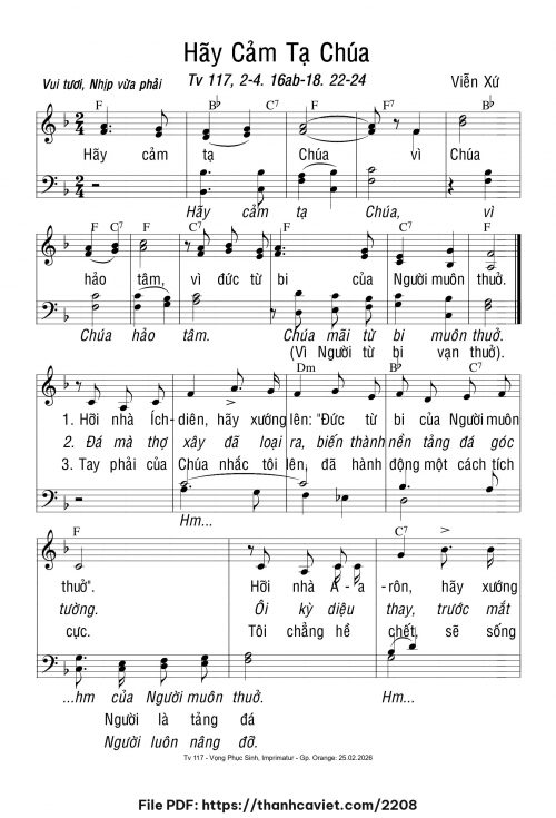 Hãy cảm tạ Chúa [4 bè] - Viễn Xứ - trang 1