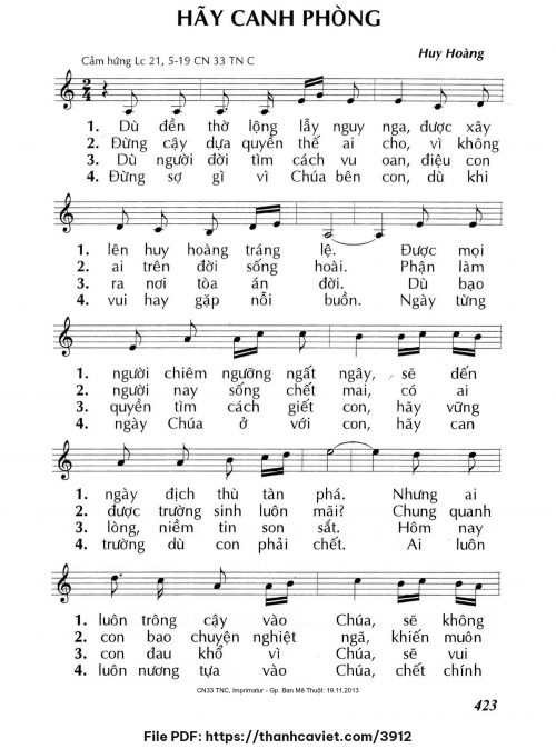 Hãy canh phòng - Lm. Huy Hoàng - trang 1