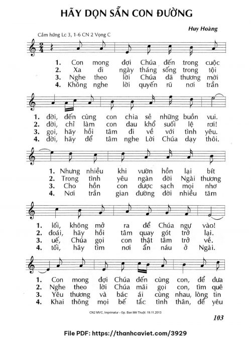 Hãy dọn sẵn con đường - Lm. Huy Hoàng - trang 1