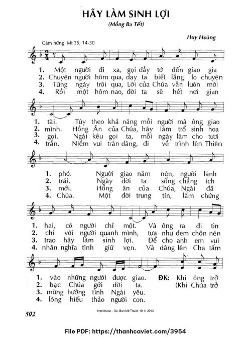 Hãy làm sinh lợi - Lm. Huy Hoàng - trang 1