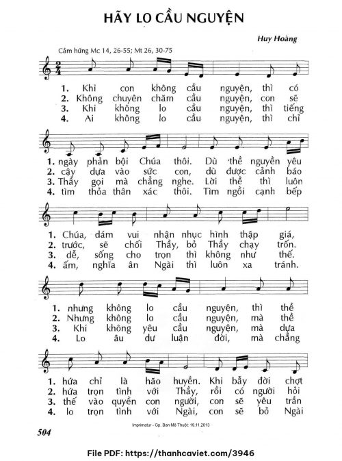Hãy lo cầu nguyện - Lm. Huy Hoàng - trang 1