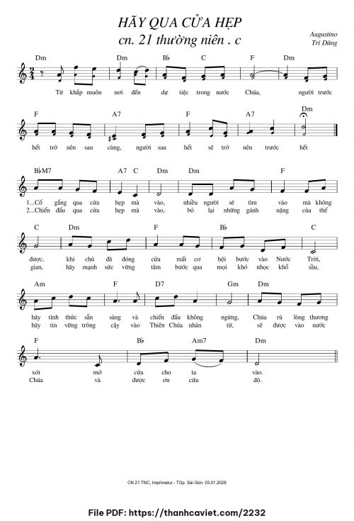 Hãy qua cửa hẹp - Augustino Trí Dũng - trang 1