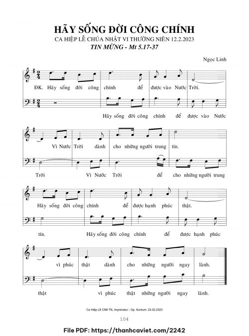 Hãy sống đời công chính - Ngọc Linh - trang 1
