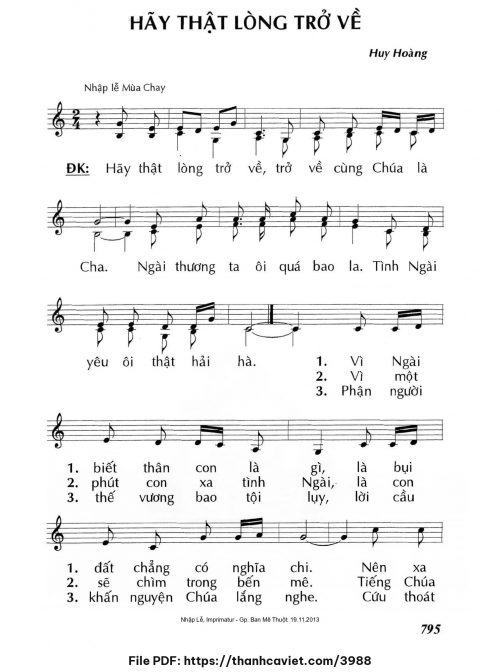 Hãy thật lòng trở về - Lm. Huy Hoàng - trang 1