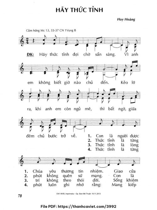 Hãy thức tỉnh - Lm. Huy Hoàng - trang 1