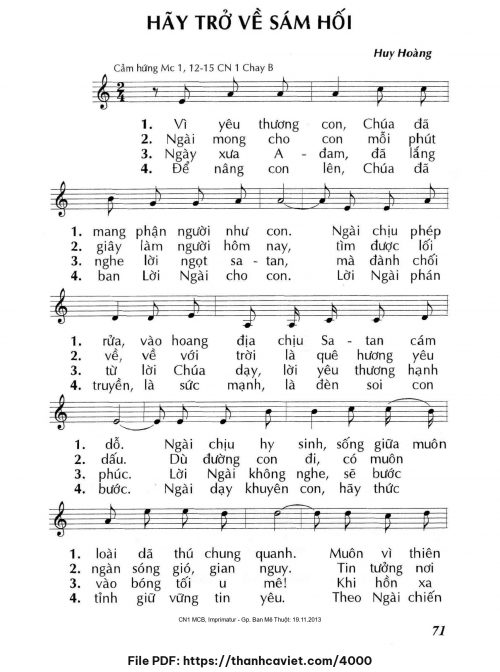 Hãy trở về sám hối - Lm. Huy Hoàng - trang 1