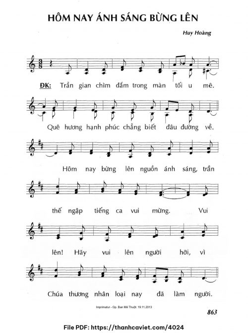 Hôm nay ánh sáng bừng lên - Lm. Huy Hoàng - trang 1