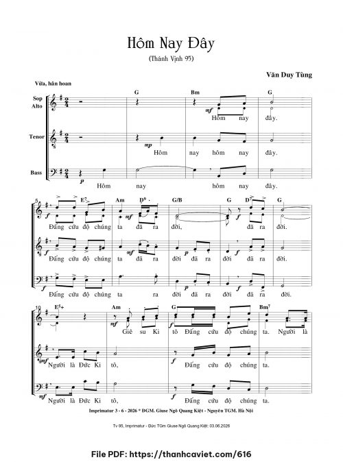 Hôm nay đây - Văn Duy Tùng - trang 1