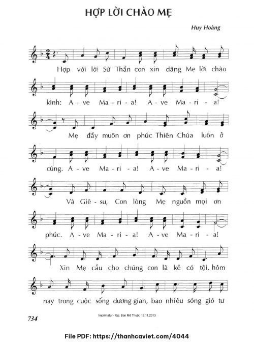 Hợp lời chào Mẹ - Lm. Huy Hoàng - trang 1