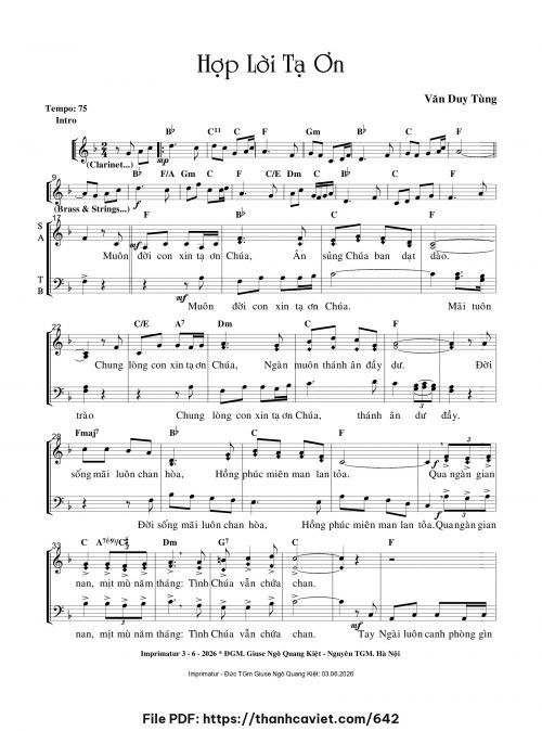 Hợp lời tạ ơn - Văn Duy Tùng - trang 1