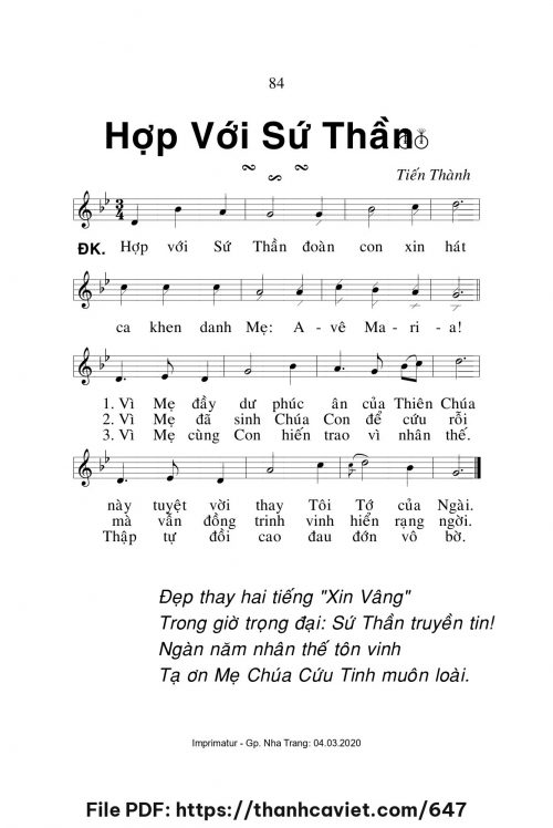 Hợp với Sứ Thần - Lm. Tiến Thành - trang 1
