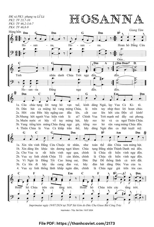 Hosanna - Lm. Giang Tâm - trang 1