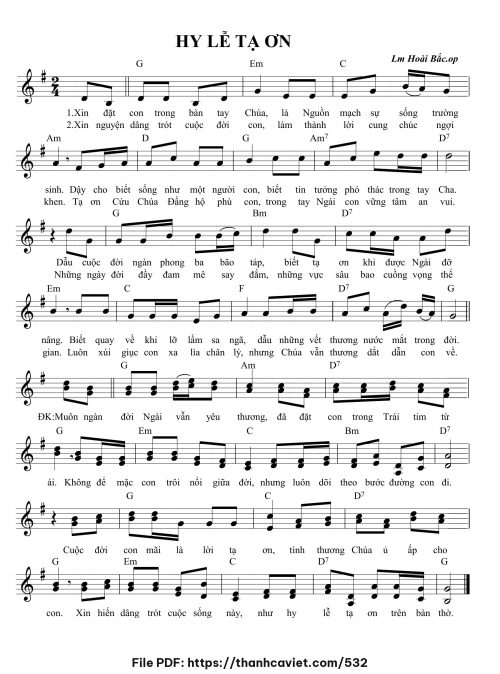 Hy lễ tạ ơn - Lm. Hoài Bắc, OP - trang 1