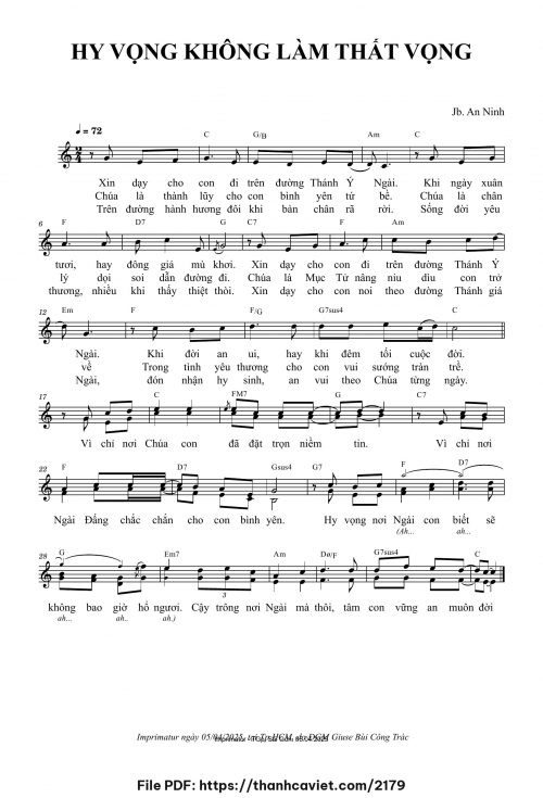 Hy vọng không làm thất vọng - Lm. JB An Ninh - trang 1