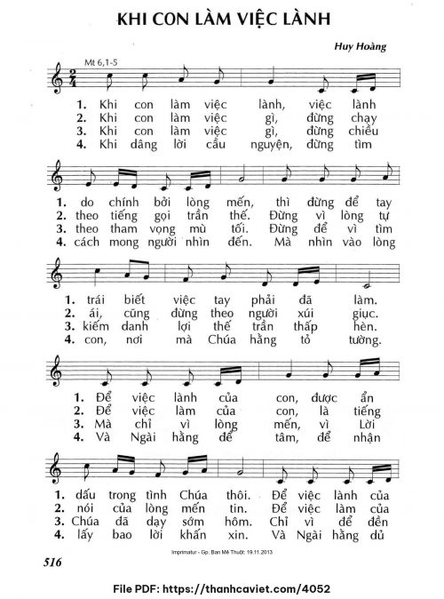 Khi con làm việc lành - Lm. Huy Hoàng - trang 1