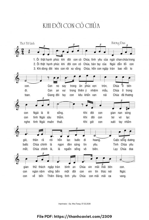 Khi đời con có Chúa - Sr. Hương Đan - Thơ: Từ Linh - trang 1