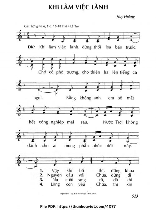 Khi làm việc lành - Lm. Huy Hoàng - trang 1
