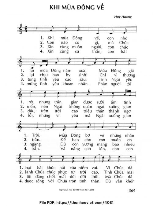 Khi mùa đông về - Lm. Huy Hoàng - trang 1