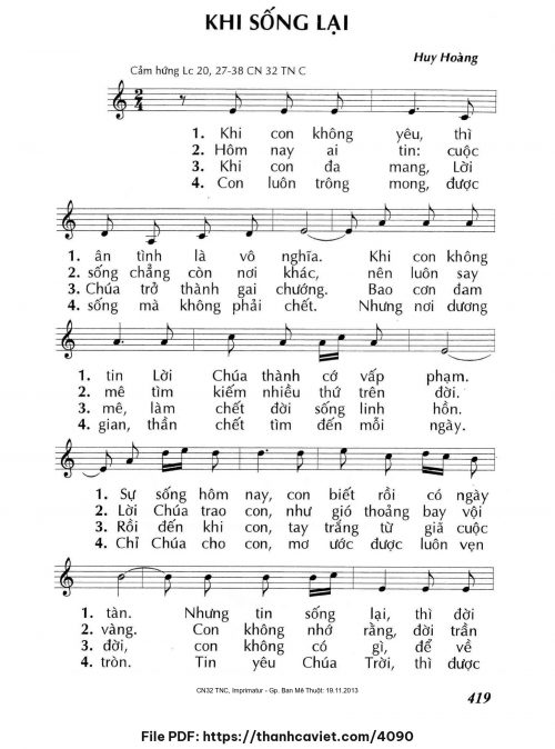 Khi sống lại - Lm. Huy Hoàng - trang 1