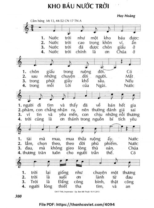 Kho báu Nước Trời - Lm. Huy Hoàng - trang 1