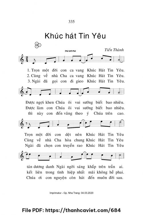 Khúc hát tin yêu - Lm. Tiến Thành - trang 1
