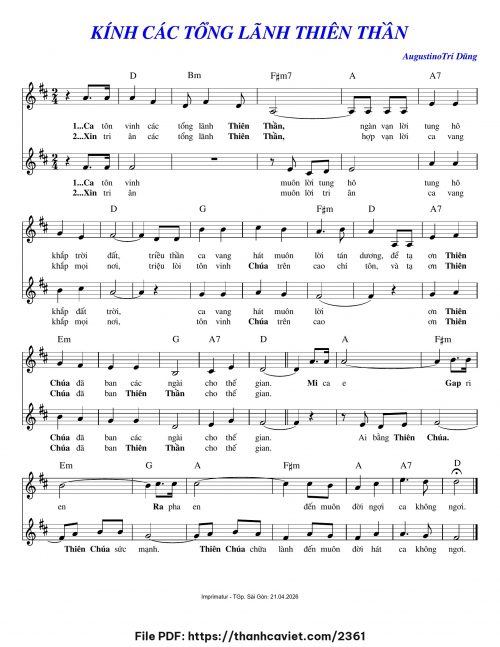 Kính các Tổng Lãnh Thiên Thần - Augustino Trí Dũng - trang 1