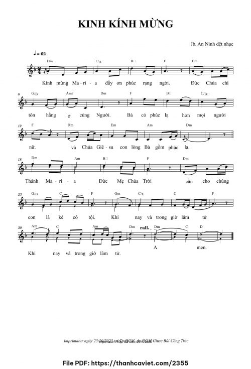 Kinh Kính Mừng - Lm. JB An Ninh - trang 1