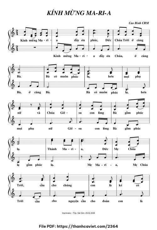Kính mừng Maria - Cao Bính CRM - trang 1