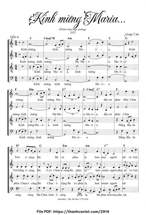 Kính Mừng Maria [hợp xướng] - Lm. Giang Tâm - trang 1