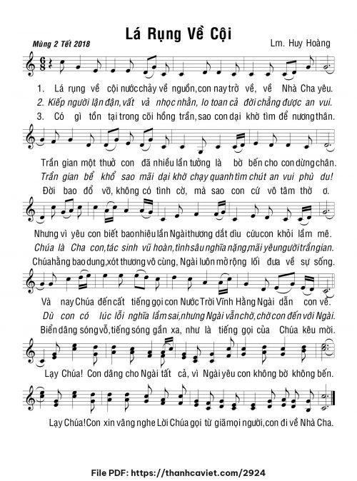 Lá rụng về cội - Lm. Huy Hoàng - trang 1