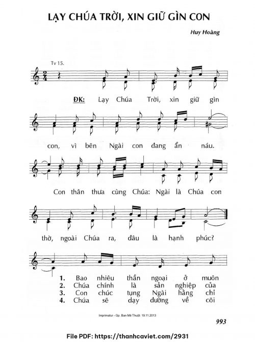 Lạy Chúa Trời xin giữ gìn con - Lm. Huy Hoàng - trang 1