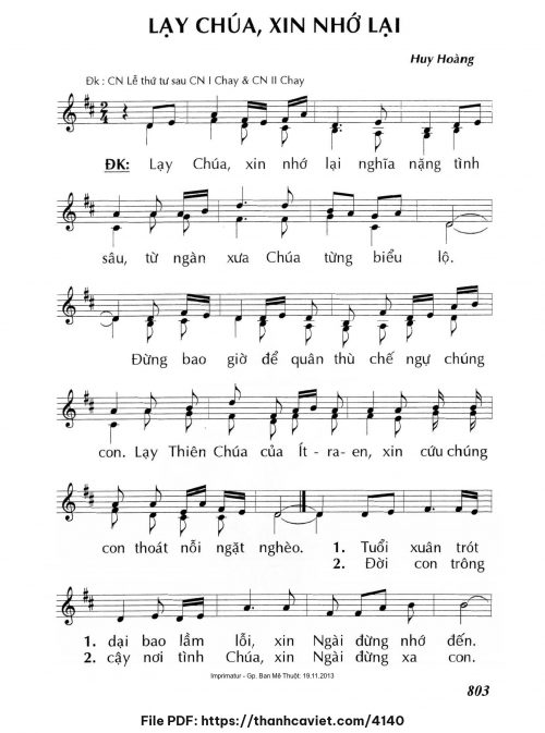 Lạy Chúa xin nhớ lại - Lm. Huy Hoàng - trang 1