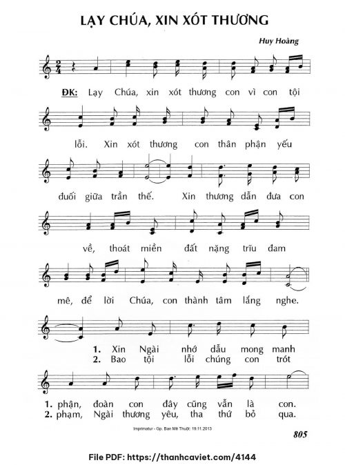 Lạy Chúa xin xót thương - Lm. Huy Hoàng - trang 1