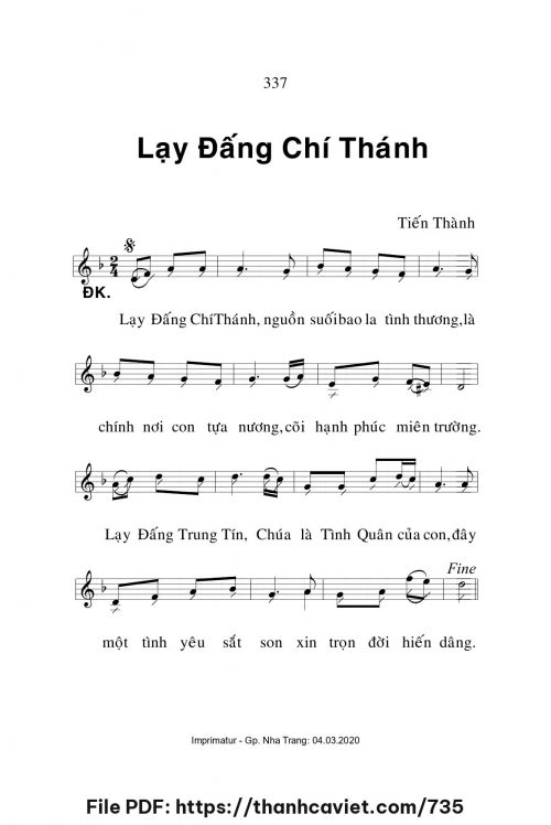 Lạy Đấng Chí Thánh - Lm. Tiến Thành - trang 1