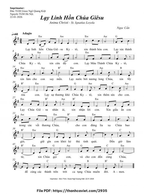 Lạy linh hồn Chúa Giêsu - Ngọc Cẩn - trang 1