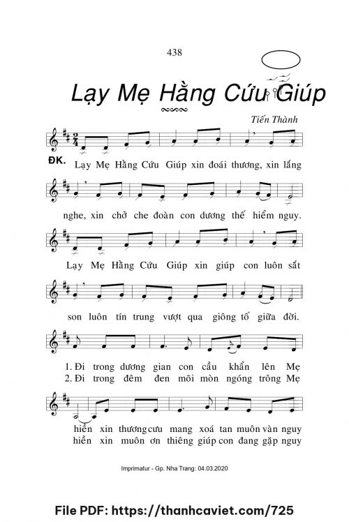 Lạy Mẹ Hằng Cứu Giúp - Lm. Tiến Thành - trang 1