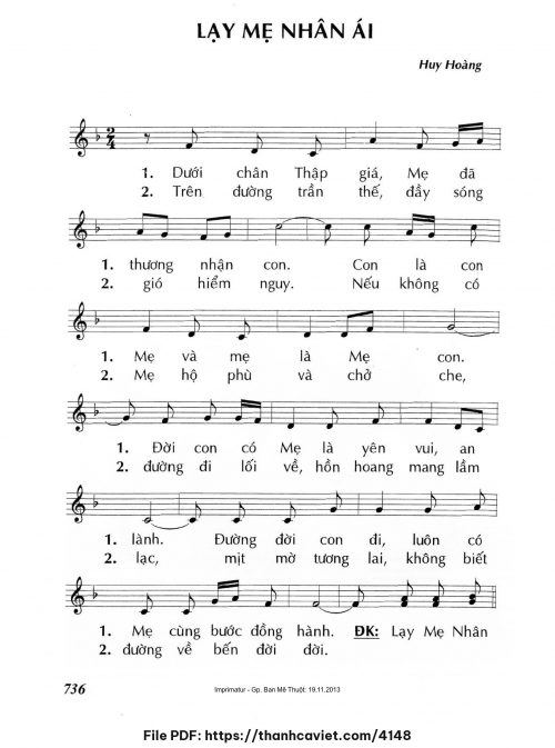 Lạy Mẹ nhân ái - Lm. Huy Hoàng - trang 1