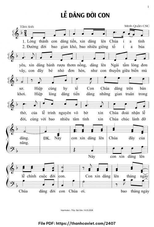 Lễ dâng đời con - Minh Quân CSC - trang 1